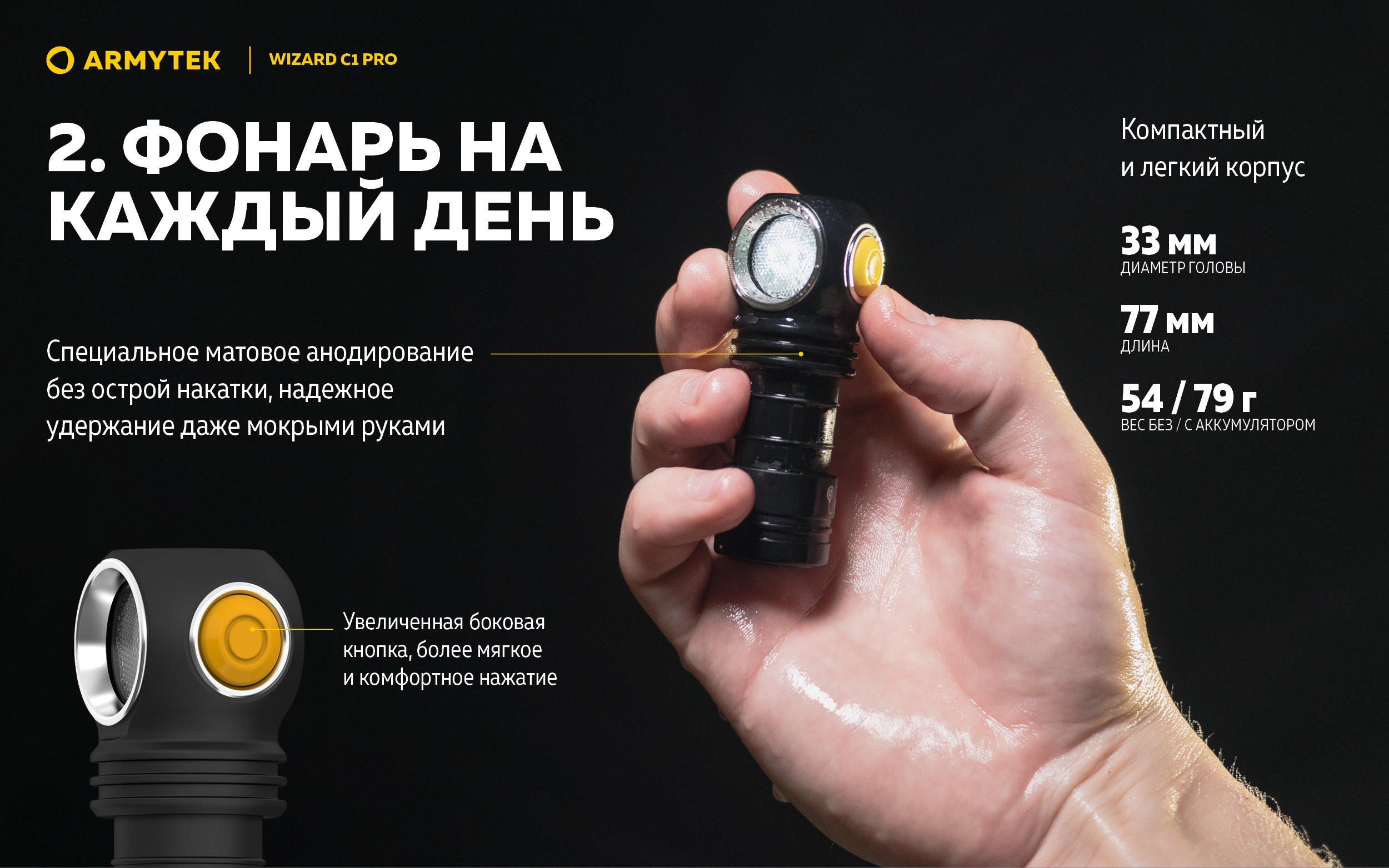 Налобный фонарь Armytek Wizard C1 Pro Magnet USB | Armytek.ru